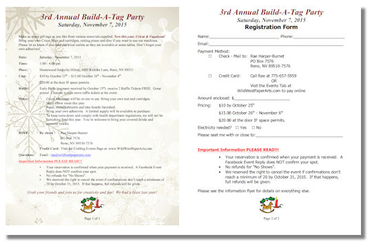 Register Form Flyer Annual Build-A-Tag Party Reminder! โ Wild West paper Arts