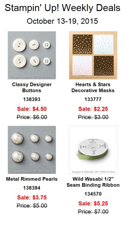 Stampin' Up! Weekly Deals 2015-10-13 at WildWestPaperArts.com