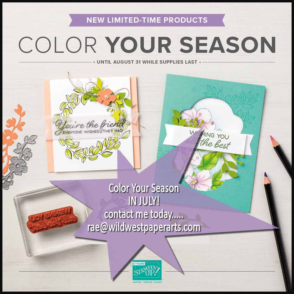 Color Your Season in July at WildWestPaperArts.com