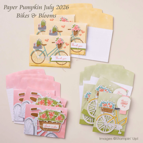 Paper Pumpkin July 2026 - Bikes & Blooms at WildWestPaperArts.com